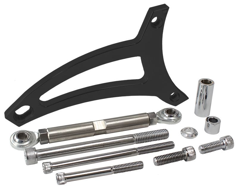 Aeroflow Performance Suit Ford 351W with drivers side water pump hose inlet Aeroflow Ford 351 Windsor Standard Mount Billet Alternator Bracket - Black Finish AF64-40 SR