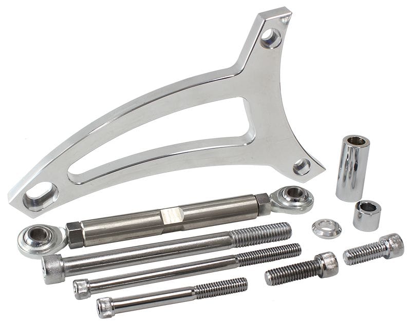 Aeroflow Performance Suit Ford 351W with drivers side water pump hose inlet Aeroflow Ford 351 Windsor Standard Mount Billet Alternator Bracket - Polished Finish AF64 SR