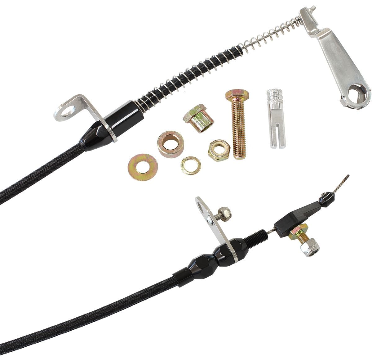 Aeroflow Performance Suit Ford AOD Transmission Aeroflow Kickdown Cable With Black Stainless Steel Cover & Black Ends AF72-7005BLK SR