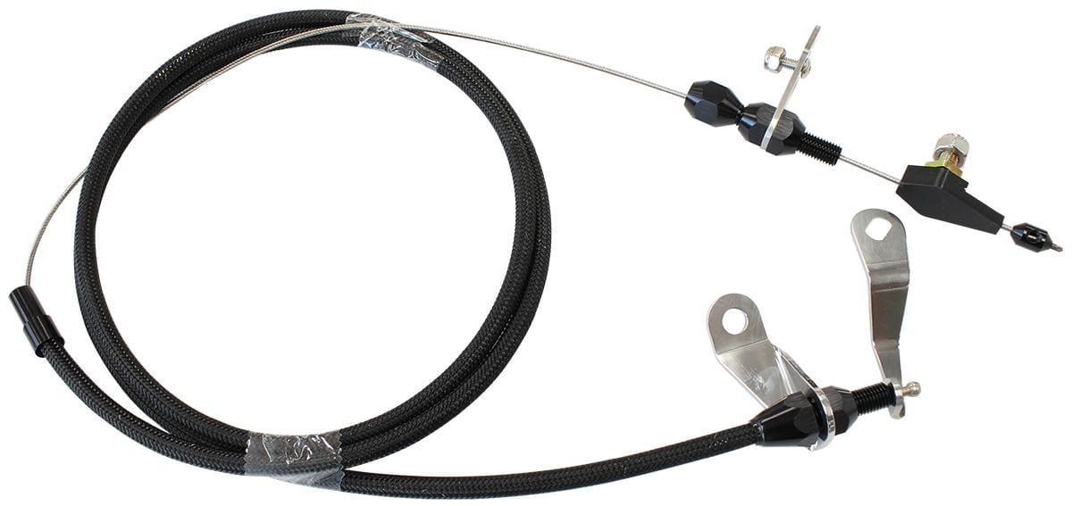 Aeroflow Performance Suit Ford C4 Transmission Aeroflow Kickdown Cable With Black Stainless Steel Cover & Black Ends AF72-7003BLK SR