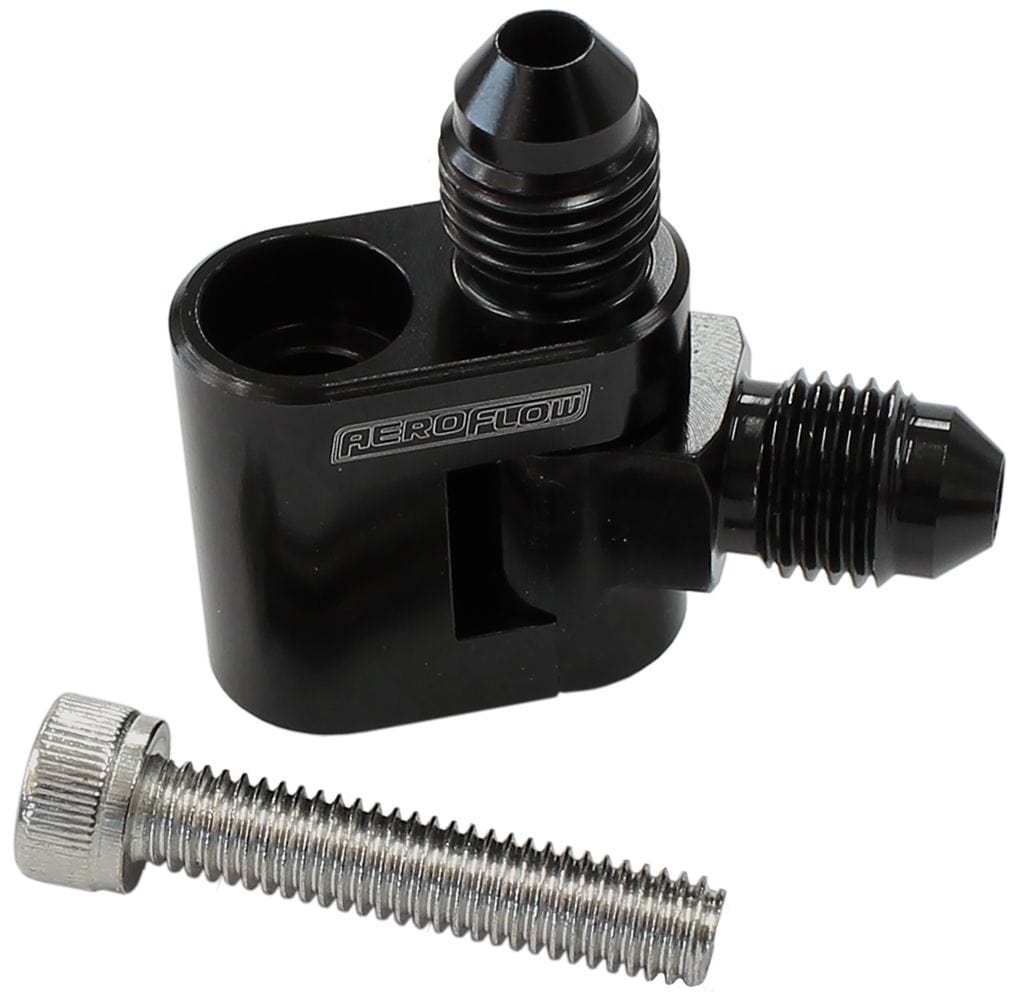 Aeroflow Performance Suit GM LS Series Engines with 2 x -4AN Male Ends Aeroflow Dual Swivel Water Cross-Over Adapter - Black AF64-2188BLK SR