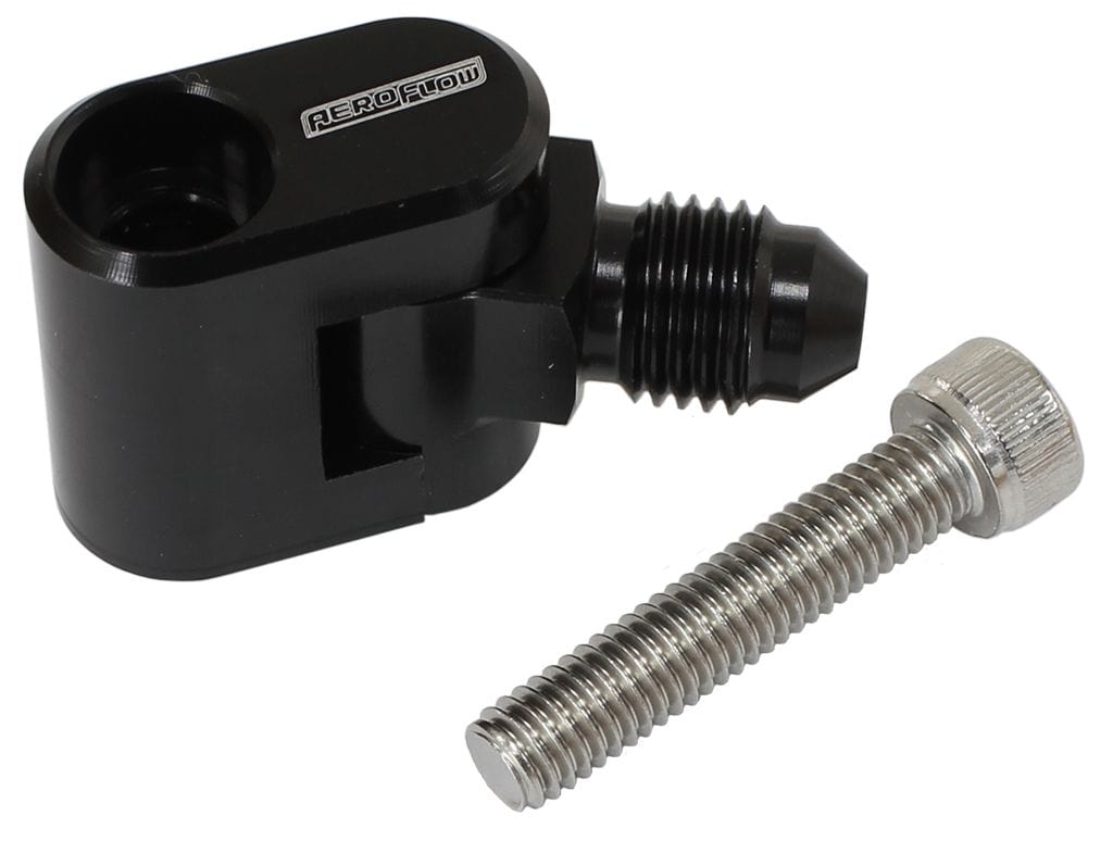 Aeroflow Performance Suit GM LS Series Engines with -4AN Swivel Male End Aeroflow Single Swivel Water Cross-Over Adapter - Black AF64-2187BLK SR