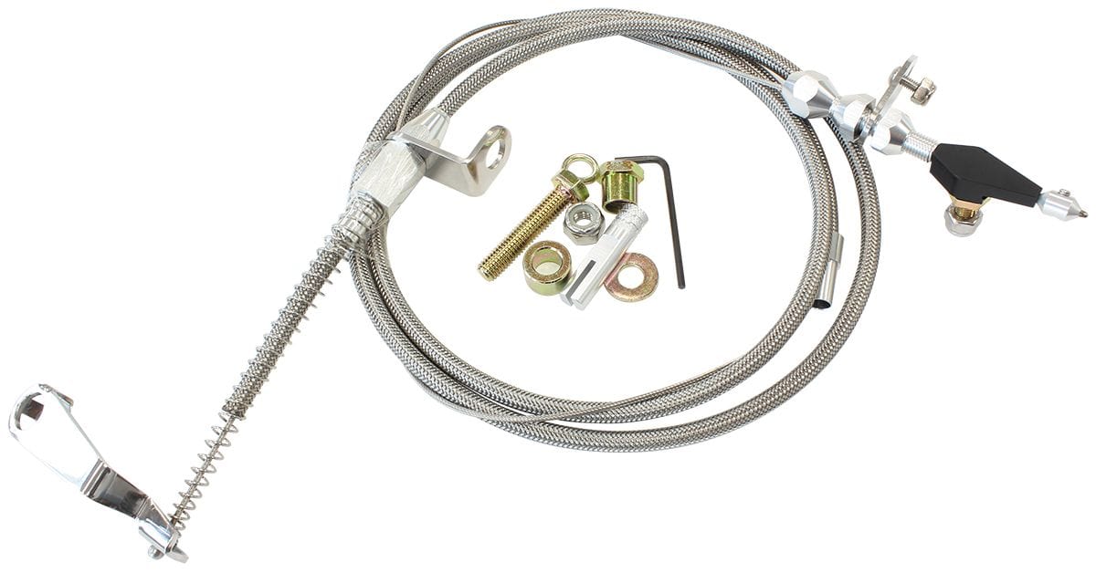 Aeroflow Performance Suit GM Powerglide Transmission Aeroflow Kickdown Cable With Stainless Steel Cover & Chrome Ends AF72-7002 SR
