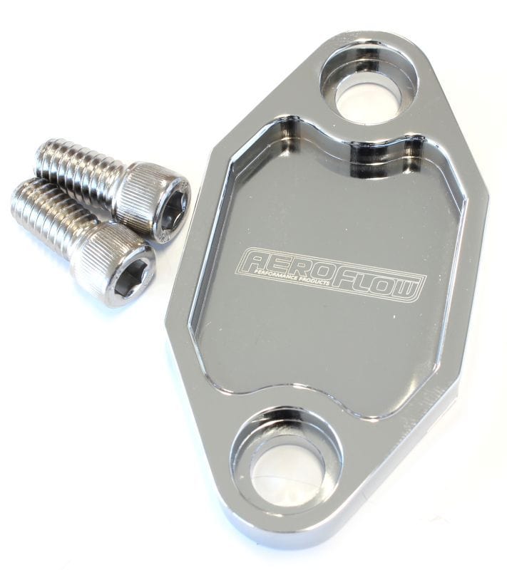 Aeroflow Performance Suit Holden V8 Aeroflow Billet Fuel Pump Block-Off Plate - Chrome AF64-2029C SR