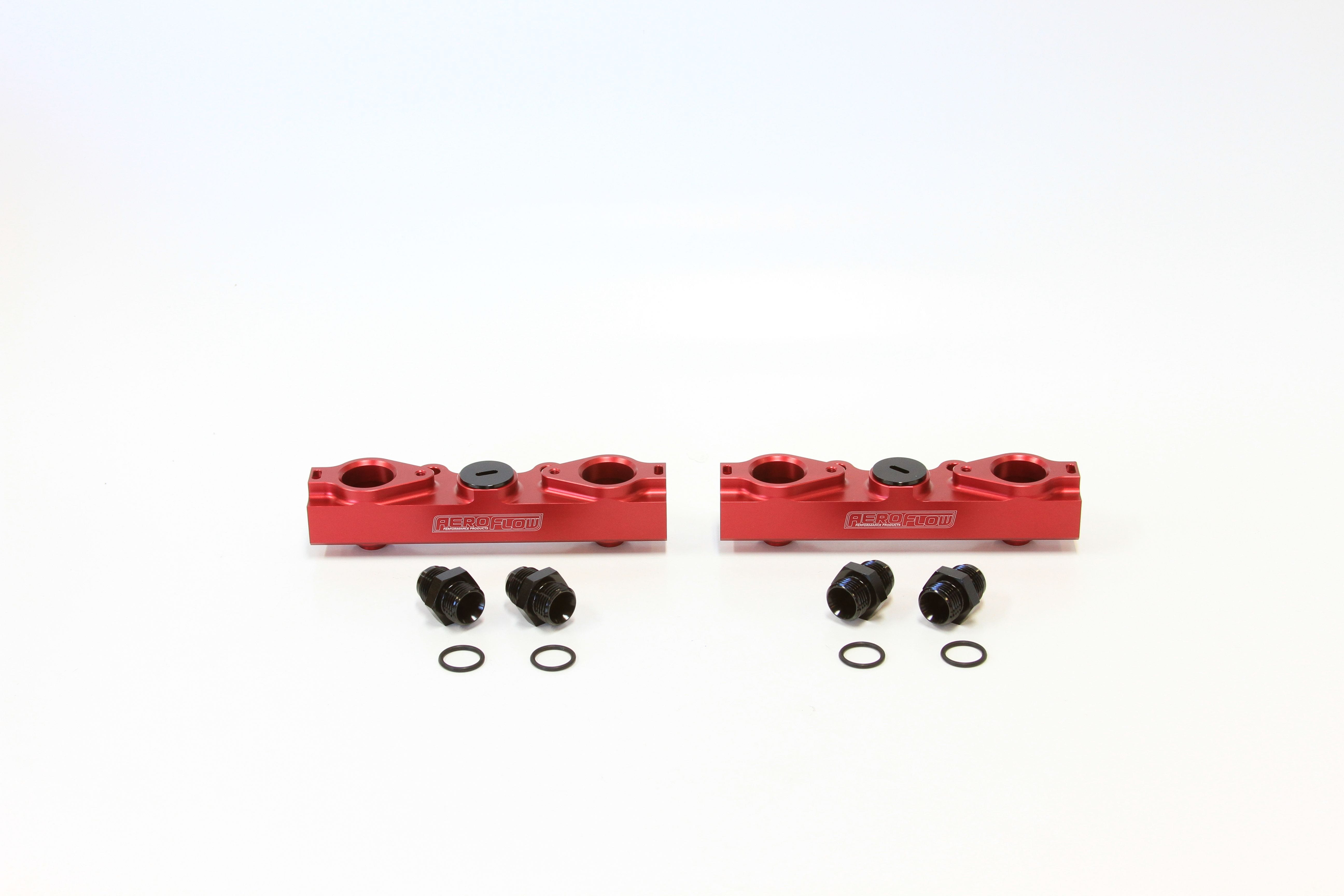 Aeroflow Performance Suit Standard Fuel Injectors, -8ORB Ports Aeroflow Subaru EJ20, EJ25 Side Feed Billet EFI Fuel Rails - Red AF64-2057R SR