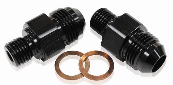 Aeroflow Performance Suit TH400, 1/4" NPSM Thread to -6AN (Pair) Aeroflow Transmission Cooler Adapter AF375-06BLK SR