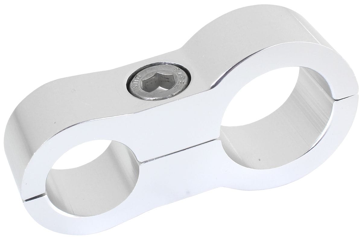 Aeroflow Performance Suits -6 and -10 Braid Hose or -8 and -12 Teflon Hose Aeroflow Stepped Billet Dual Hose Separator - Silver Finish AF156-09-12S SR