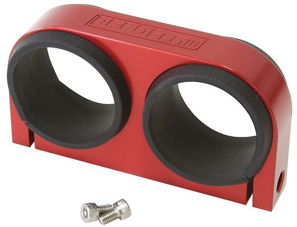 Aeroflow Performance Suits Aeroflow/Bosch 044 Fuel Pumps. Can also be used as a 2-5/8" Gau Aeroflow Dual Billet Fuel Pump Bracket - Red AF64-2902R SR
