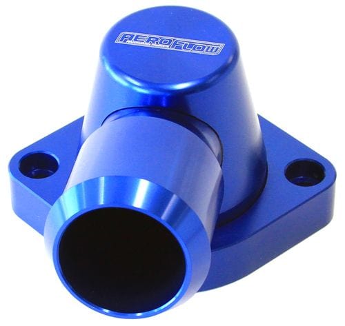 Aeroflow Performance Suits GM LS3. Housing is designed to suit LS2 thermostat. Aeroflow Billet Swivel Thermostat Housing - Blue Finish AF64-2115 SR