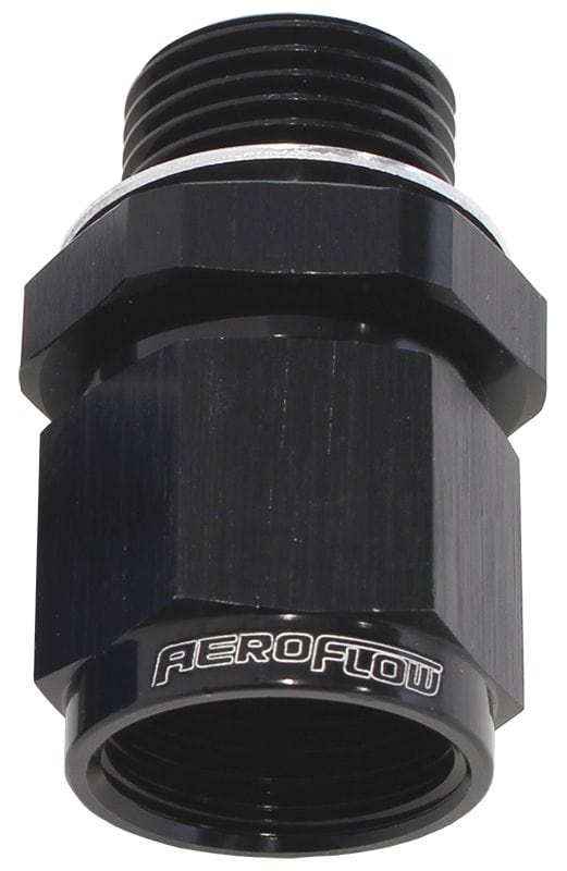 Aeroflow Performance Supplied With Washer, Black Finish Aeroflow Male M18 x 1.5 to Female -8AN Swivel Adapter AF906-08-M18BLK SR