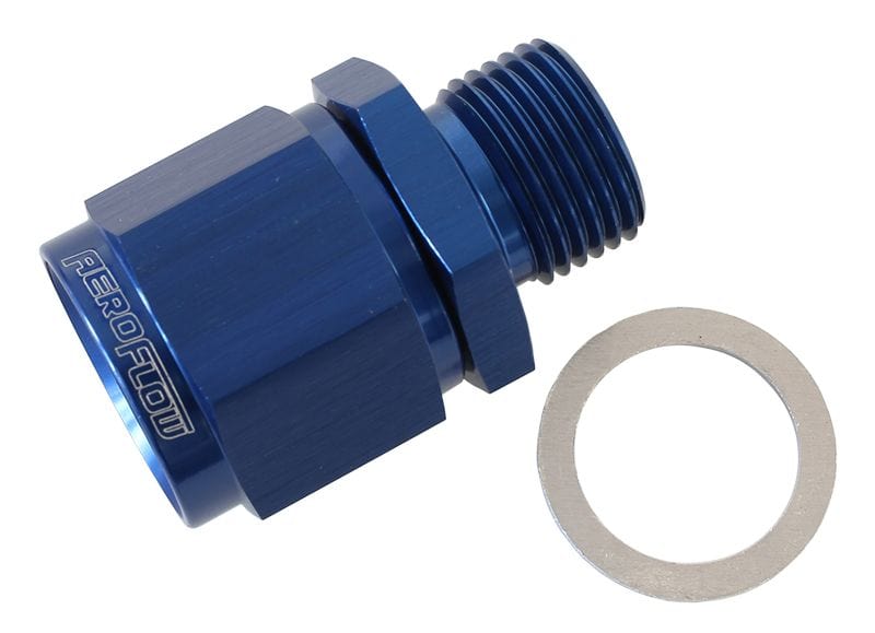 Aeroflow Performance Supplied With Washer, Blue Finish Aeroflow Male M18 x 1.5 to Female -10AN Swivel Adapter AF906-10-M18 SR