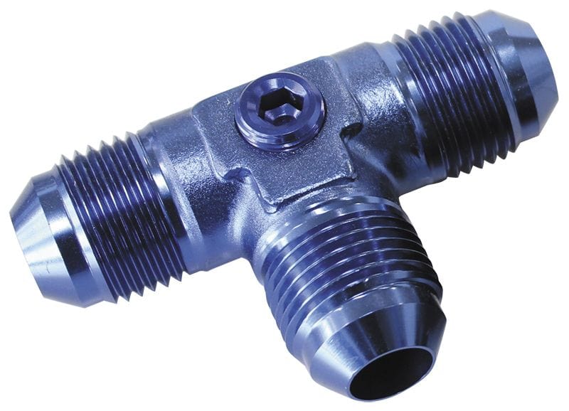 Aeroflow Performance With 2 x 1/8" NPT Ports, Blue Finish Aeroflow Flare AN Tee -8AN AF824-08P SR