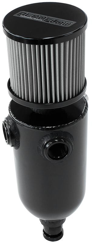 Aeroflow Performance With Dual -8 ORB Ports & Stainless Steel Breather Aeroflow Universal Breather Tank - Black AF77-1030BLK SR