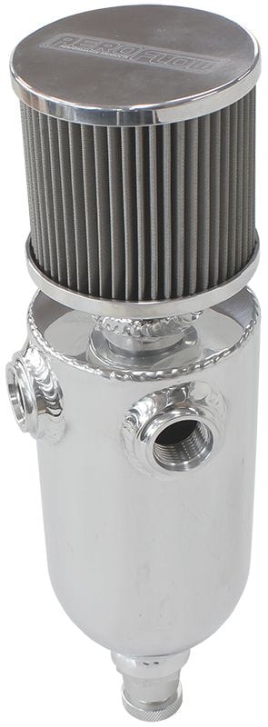 Aeroflow Performance With Dual -8 ORB Ports & Stainless Steel Breather Aeroflow Universal Breather Tank - Polished AF77-1030 SR