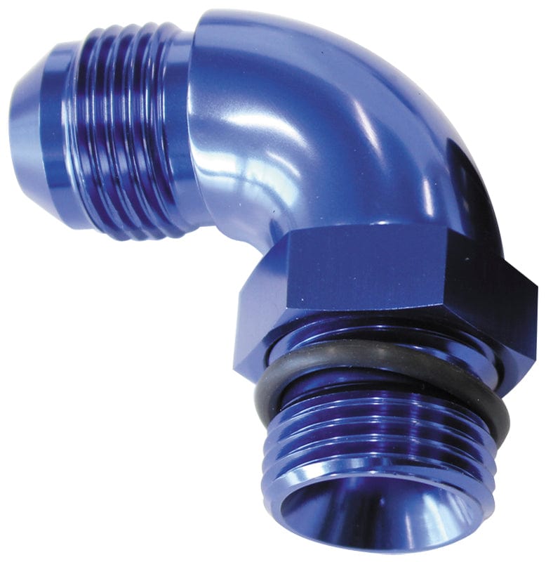Aeroflow Performance With Jam Nut, Blue Finish Aeroflow 90° ORB to Male AN Full Flow Adapter -6 ORB to -4AN AF903-04-06 SR