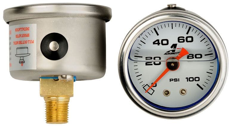 AEROMOTIVE 0-100 PSI, Liquid Filled Aeromotive 1-1/2" Fuel Pressure Gauge ARO15633 SR