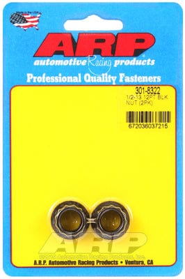 ARP 1/2" UNC Thread, 9/16" Socket (2-Pack) ARP fasteners 12-Point Nut, Chrome Moly Black Oxide AR301-8322 SR