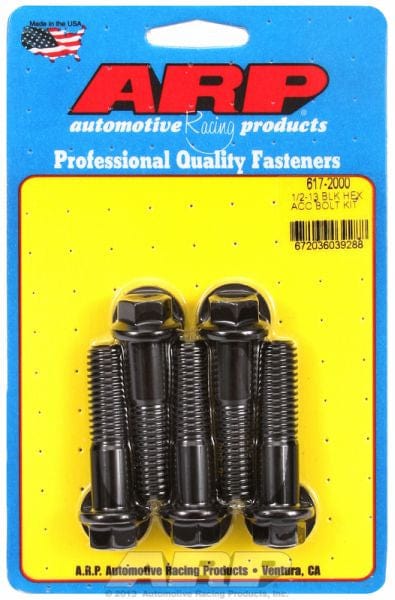 ARP 1/2" UNC x 2.000" UHL With 9/16" Socket Head ARP fasteners 5-Pack Bolt Kit, Hex Head Black Oxide AR617-2000 SR