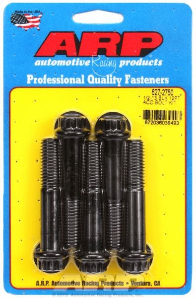 ARP 1/2" UNC x 2.750" UHL With 9/16" Socket Head ARP fasteners 5-Pack Bolt Kit, 12-Point Head Black Oxide AR627-2750 SR