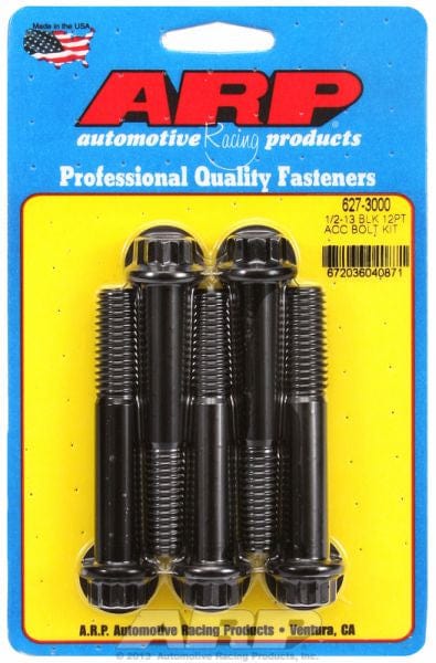 ARP 1/2" UNC x 3.000" UHL With 9/16" Socket Head ARP fasteners 5-Pack Bolt Kit, 12-Point Head Black Oxide AR627-3000 SR