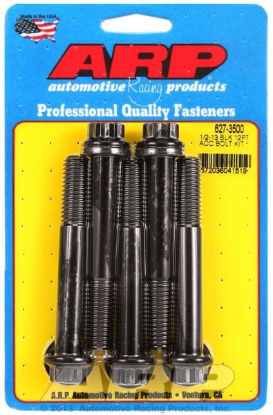 ARP 1/2" UNC x 3.500" UHL With 9/16" Socket Head ARP fasteners 5-Pack Bolt Kit, 12-Point Head Black Oxide AR627-3500 SR