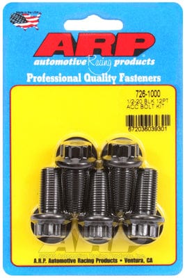ARP 1/2" UNF x 1.000" UHL With 9/16" Socket Head ARP fasteners 5-Pack Bolt Kit, 12-Point Head Black Oxide AR726-1000 SR