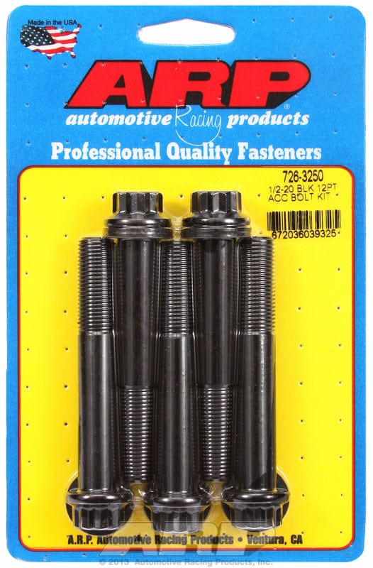 ARP 1/2" UNF x 3.250" UHL With 9/16" Socket Head ARP fasteners 5-Pack Bolt Kit, 12-Point Head Black Oxide AR726-3250 SR
