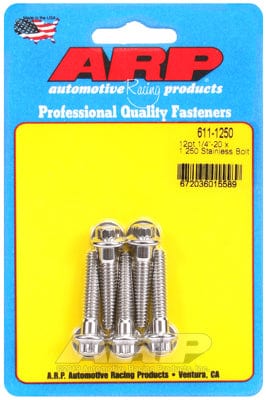 ARP 1/4" UNC x 1.250" UHL With 5/16" Socket Head ARP fasteners 5-Pack Bolt Kit, 12-Point Head S/S AR611-1250 SR