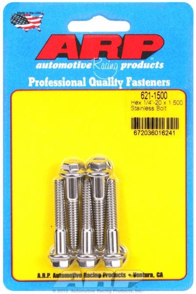 ARP 1/4" UNC x 1.500" UHL With 5/16" Socket Head ARP fasteners 5-Pack Bolt Kit, Hex Head S/S AR621-1500 SR