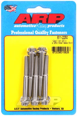 ARP 1/4" UNC x 2.250" UHL With 5/16" Socket Head ARP fasteners 5-Pack Bolt Kit, 12-Point Head S/S AR611-2250 SR