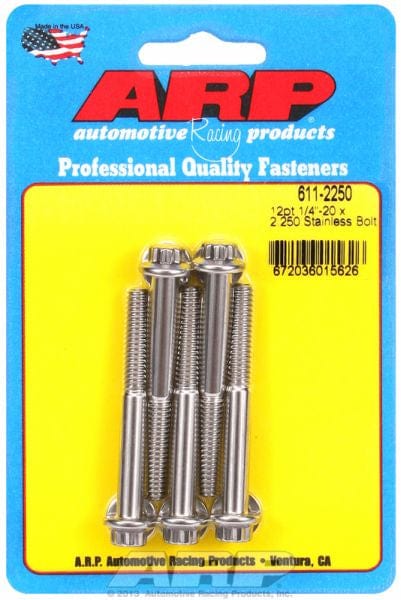 ARP 1/4" UNC x 2.250" UHL With 5/16" Socket Head ARP fasteners 5-Pack Bolt Kit, 12-Point Head S/S AR611-2250 SR