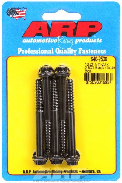 ARP 1/4" UNC x 2.500" UHL With 5/16" Socket Head ARP fasteners 5-Pack Bolt Kit, 12-Point Head Black Oxide AR640-2500 SR