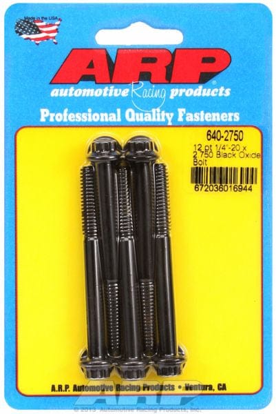 ARP 1/4" UNC x 2.750" UHL With 5/16" Socket Head ARP fasteners 5-Pack Bolt Kit, 12-Point Head Black Oxide AR640-2750 SR