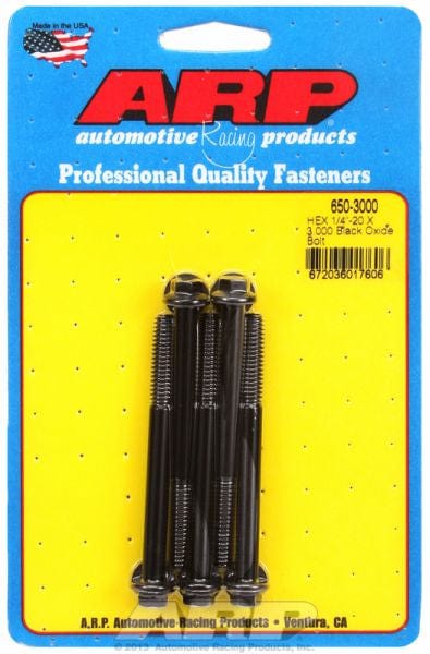 ARP 1/4" UNC x 3.000" UHL With 5/16" Socket Head ARP fasteners 5-Pack Bolt Kit, Hex Head Black Oxide AR650-3000 SR