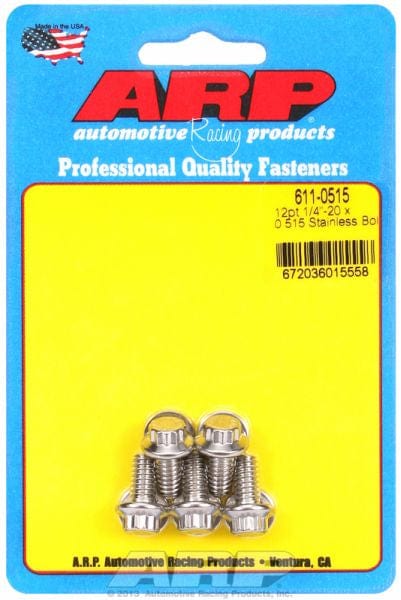 ARP 1/4" UNC x .515" UHL With 5/16" Socket Head ARP fasteners 5-Pack Bolt Kit, 12-Point Head S/S AR611-0515 SR