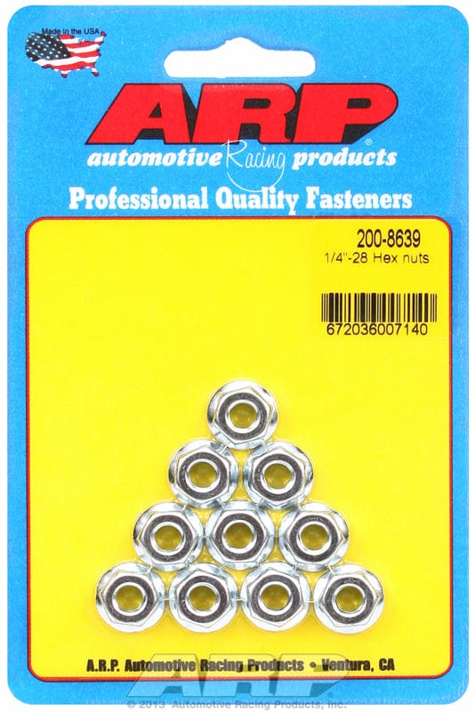 ARP 1/4" UNF Thread x 7/16" Socket (10-Pack) ARP fasteners Serrated Flange Nut AR200-8639 SR