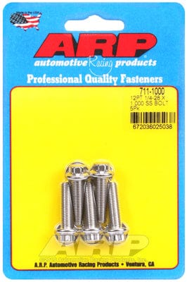 ARP 1/4" UNF x 1.000" UHL With 5/16" Socket Head ARP fasteners 5-Pack Bolt Kit, 12-Point Head S/S AR711-1000 SR
