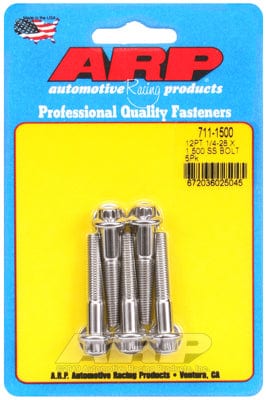 ARP 1/4" UNF x 1.500" UHL With 5/16" Socket Head ARP fasteners 5-Pack Bolt Kit, 12-Point Head S/S AR711-1500 SR