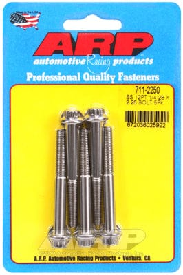 ARP 1/4" UNF x 2.250" UHL With 5/16" Socket Head ARP fasteners 5-Pack Bolt Kit, 12-Point Head S/S AR711-2250 SR