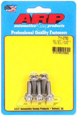 ARP 1/4" UNF x .750" UHL With 5/16" Socket Head ARP fasteners 5-Pack Bolt Kit, 12-Point Head S/S AR711-0750 SR