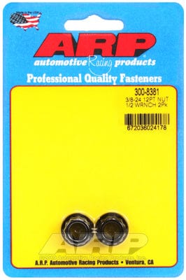 ARP 3/8-24 Thread, 1/2" Socket (2-Pack) ARP fasteners 12-Point Nut, Chrome Moly Black Oxide AR300-8381 SR