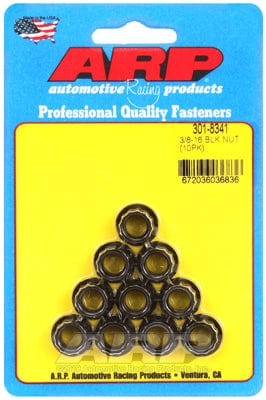 ARP 3/8" UNC Thread, 7/16" Socket (10-Pack) ARP fasteners 12-Point Nut, Chrome Moly Black Oxide AR301-8341 SR