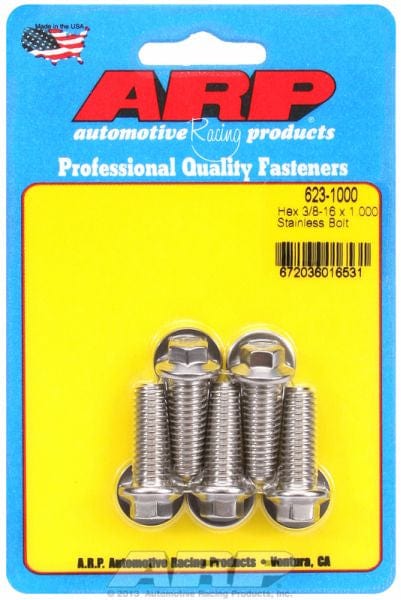 ARP 3/8" UNC x 1.000" UHL With 3/8" Socket ARP fasteners 5-Pack Bolt Kit, Hex Head S/S AR623-1000 SR