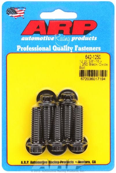 ARP 3/8" UNC x 1.250" UHL With 3/8" Socket Head ARP fasteners 5-Pack Bolt Kit, 12-Point Head Black Oxide AR642-1250 SR