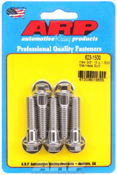ARP 3/8" UNC x 1.500" UHL With 3/8" Socket ARP fasteners 5-Pack Bolt Kit, Hex Head S/S AR623-1500 SR