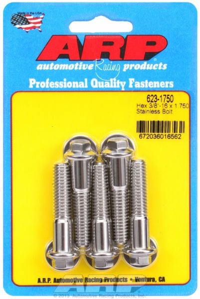 ARP 3/8" UNC x 1.750" UHL With 3/8" Socket ARP fasteners 5-Pack Bolt Kit, Hex Head S/S AR623-1750 SR