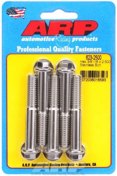ARP 3/8" UNC x 2.500" UHL With 3/8" Socket ARP fasteners 5-Pack Bolt Kit, Hex Head S/S AR623-2500 SR