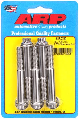 ARP 3/8" UNC x 2.750" UHL With 3/8" Socket Head ARP fasteners 5-Pack Bolt Kit, 12-Point Head S/S AR613-2750 SR