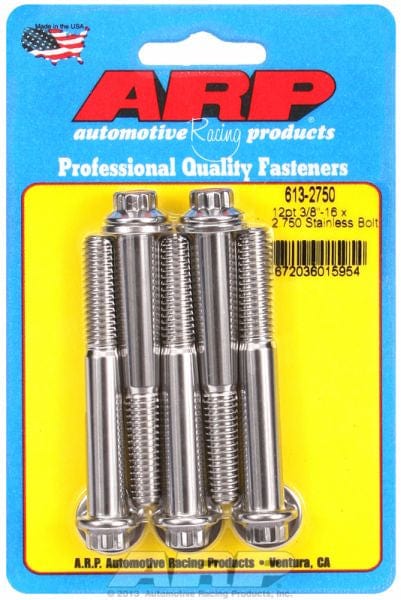 ARP 3/8" UNC x 2.750" UHL With 3/8" Socket Head ARP fasteners 5-Pack Bolt Kit, 12-Point Head S/S AR613-2750 SR