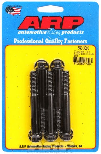 ARP 3/8" UNC x 3.000" UHL With 3/8" Socket Head ARP fasteners 5-Pack Bolt Kit, 12-Point Head Black Oxide AR642-3000 SR